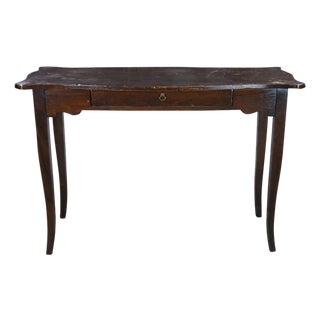 18th Century Style French Country Oak Sofa Console Hall Table W/ Drawer For Sale