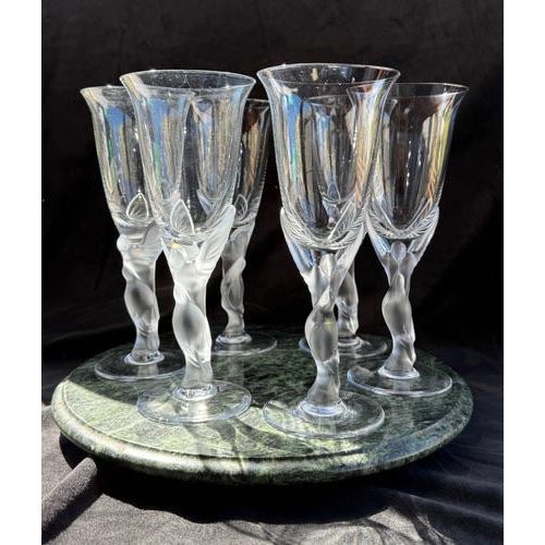 Set of 6 Vintage Igor Carl Fabergé (1907–1982) Crystal Champagne or Wine Glasses. Igor was the grandson of Peter Carl...