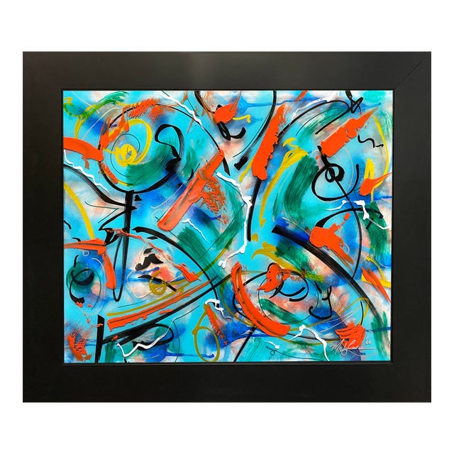 2026 Mark Lewis (Cy Young Descendant) Original Abstract "Cerulean Swirl" on Acrylic Glass For Sale