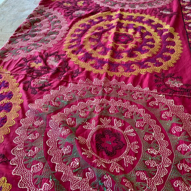 Antique Signed Large Suzani Textile For Sale - Image 10 of 13