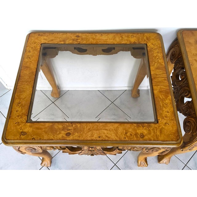 Chippendale Queen Ann Style Solid Wood Side End Tables a Pair For Sale - Image 4 of 5