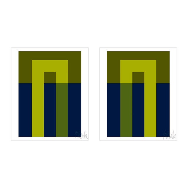 Lime and Deep Navy Hooks Fine Art Print Set 30" X 40" by Liz Roache For Sale - Image 11 of 11