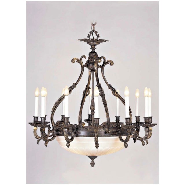 Contemporary 12 Arm 15 Light, Large Alabaster Chandelier For Sale - Image 9 of 9
