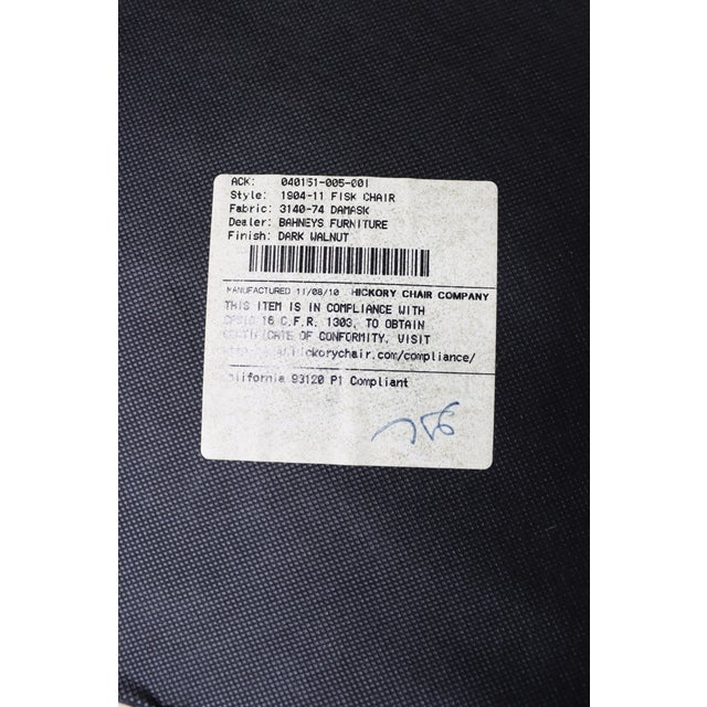 Hickory Chair Co. Upholstered Open Arm Chair in Damask Fabric For Sale In Philadelphia - Image 6 of 12