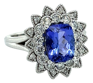 Natural Tanzanite Diamond Ring 6.5 14k W Gold 2.61 TCW Certified