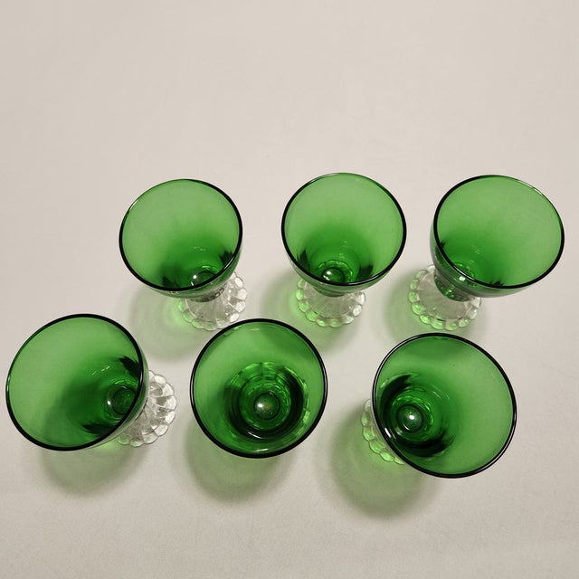 Mid-Century Modern 1950s Forest Green "Boopie/Burple" Goblets Glasses Anchor Hocking - Set of 6 For Sale - Image 3 of 7
