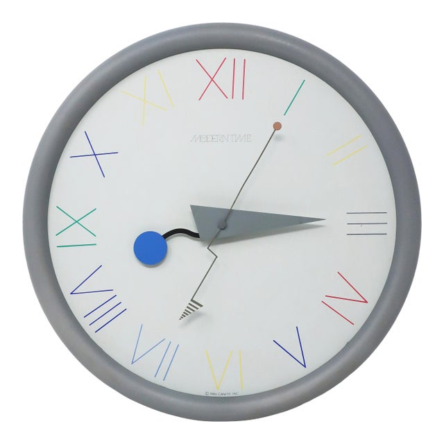 1980s Postmodern Canetti Wall Clock For Sale