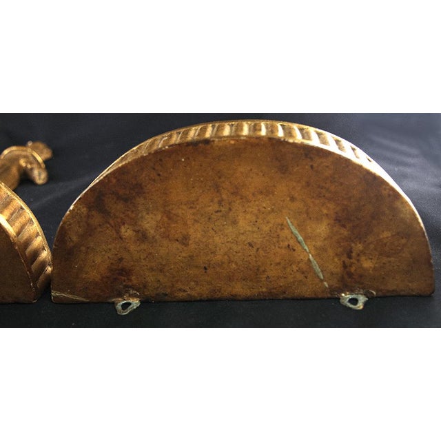 1950s 1950s Gold-Leaf Wood Wall Brackets- Set of 2 For Sale - Image 5 of 9