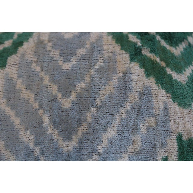 2020s L.Green Turkish Hand Knotted Velvet Ikat Pillow For Sale - Image 5 of 6