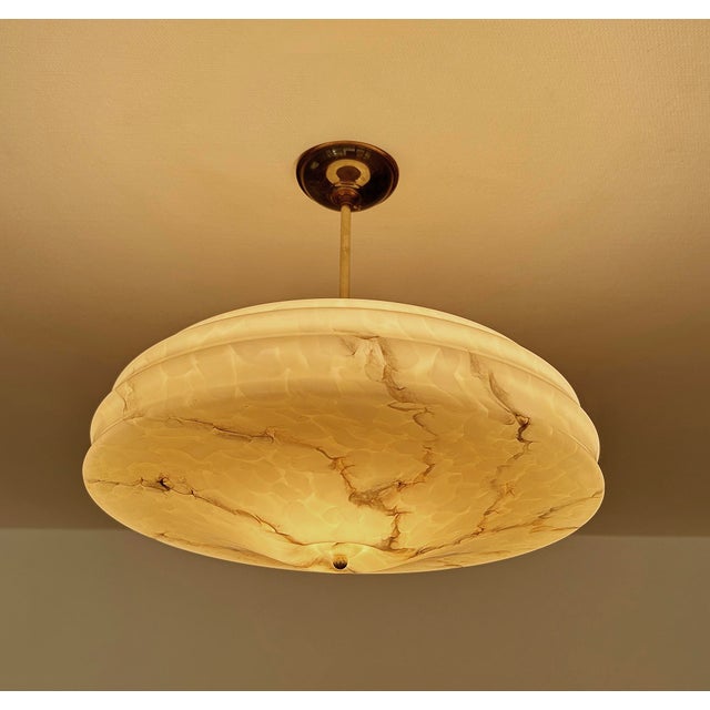 Art Deco Pendant Light in Marble Glass, 1930s For Sale - Image 4 of 18