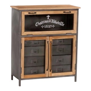 Industrial Chic Glass Door Apothecary Cabinet For Sale