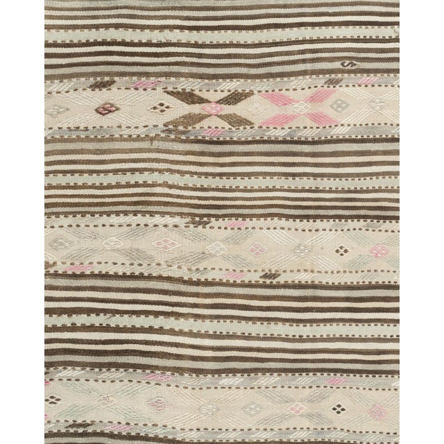 Textile Vintage Beige Turkish Kilim Area Rug 4'3 X 7'2 For Sale - Image 7 of 8