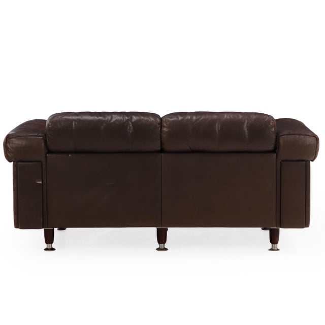 Modern 1970s Swiss Modern Leather Loveseat in the Style of De Sede For Sale - Image 3 of 7