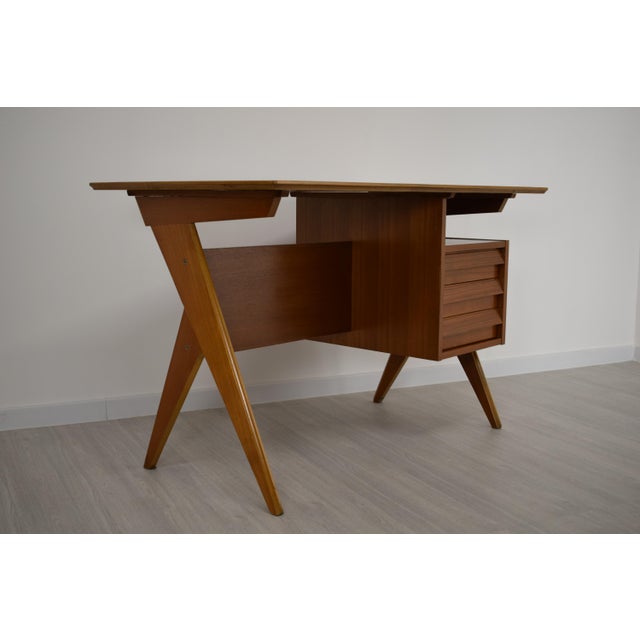 1960s Wooden Writing Desk, Italy, 1960s For Sale - Image 5 of 15