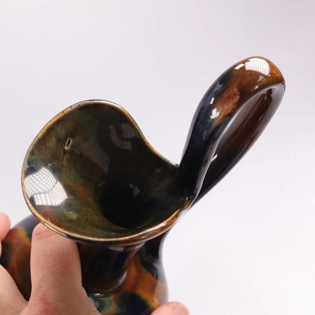 Ceramic Antique Victorian Majolica Glazed Pottery Ewers attributed to Denby, 1890s, Set of 2 For Sale - Image 7 of 10