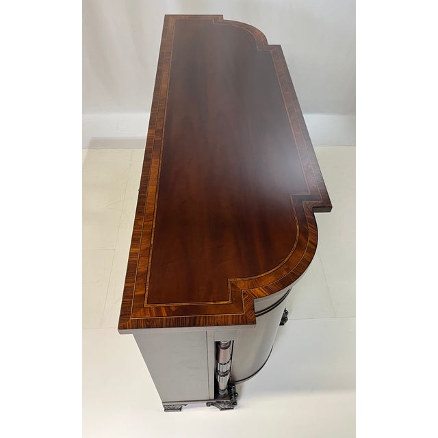 Late 20th Century Hickory Chair Federal Style Flame Mahogany & Inlaid Sideboard With Carved Paw Feet For Sale - Image 10 of 18