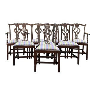 Stickley Chippendale Carved Mahogany Dining Chairs - Set of 8 For Sale