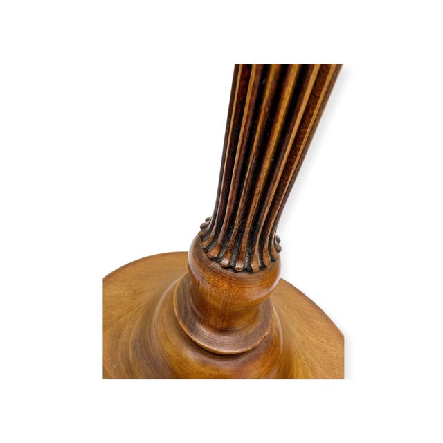 Wood Neo-Classical Fluted Walnut Table Lamp on an Oval Base, 1940s For Sale - Image 7 of 18