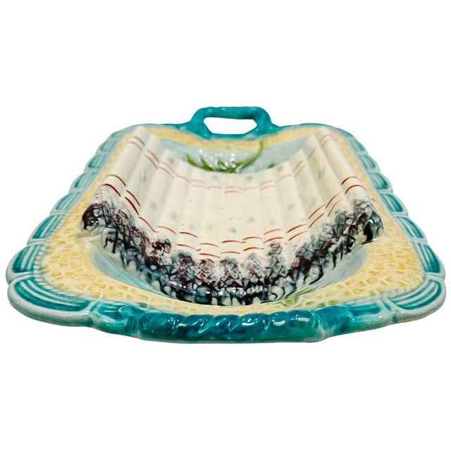 Late 19th Century 19th Century French Majolica Asparagus Serving Tray With Handles by Salins For Sale - Image 5 of 13