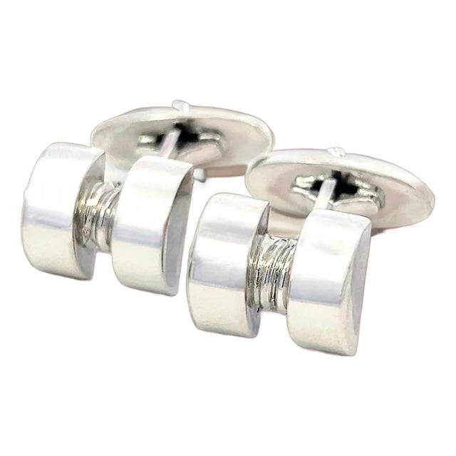 1990s Georg Jensen Estate Cufflinks Sterling Silver 15.4 Grams, 2 pieces For Sale
