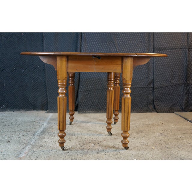 Antique American Victorian Mahogany Drop Leaf Dining Table Expandable Console For Sale - Image 11 of 18