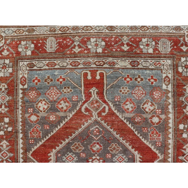 Early 20th Century Antique Persian Hamadan Rug With Central Mihrab Motif & Earth Tones 3'10 X 7'6 For Sale - Image 5 of 12