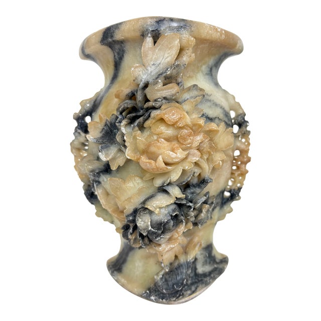Early 20th Century Carved Soapstone Vase For Sale