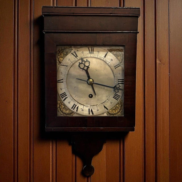 Mahogany Hooded Wall Clock, 18th Century For Sale - Image 12 of 12