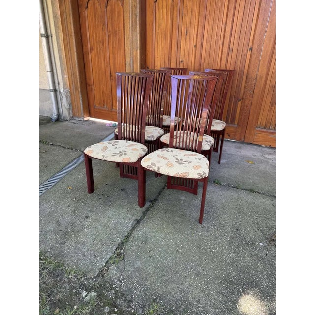 Lacquer and Fabric Dining Chairs by Pietro Costantini, 1980, Set of 6 For Sale - Image 4 of 13