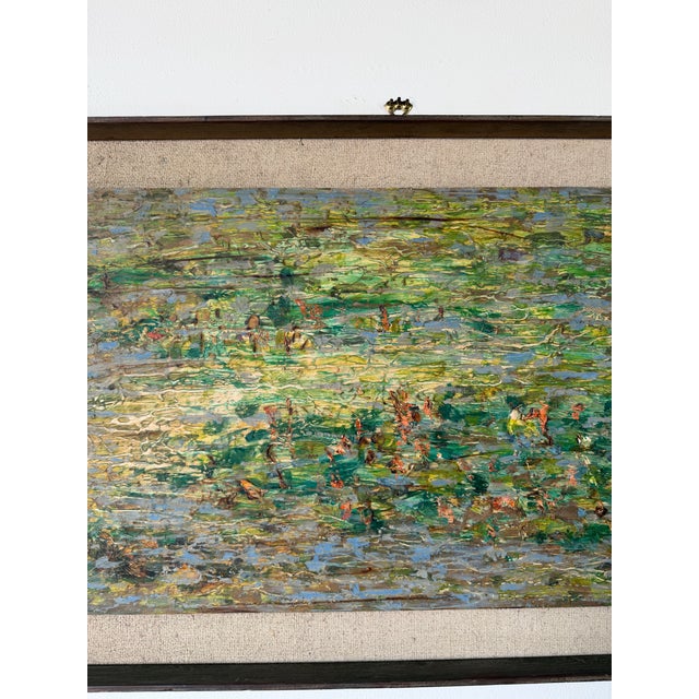 1960’s Ned Fleishman Expressionist Abstract Oil Painting on Masonite Painting – Framed For Sale In Miami - Image 6 of 11