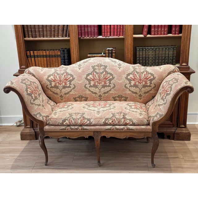 19th Century Italian Walnut Settee With Scrolled Arms For Sale - Image 6 of 17