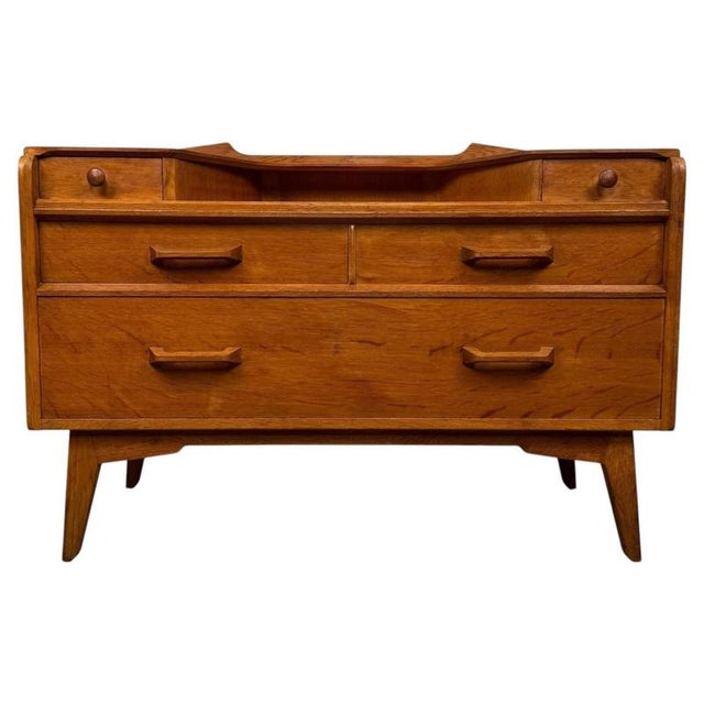 Vintage 20th Century English Golden Oak Low Chest of Drawers For Sale - Image 15 of 15