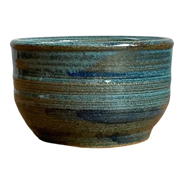 Vintage Blue Glazed Pottery Bowl For Sale - Image 12 of 12