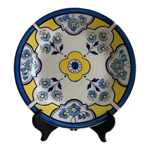 Tiffany & Co. Este Ceramiche Made in Italy Decorative Plate, Blue Yellow Floral