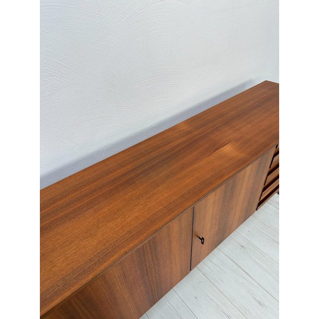 Brown Large Vintage Minimalistic Walnut Sideboard, 1960s For Sale - Image 8 of 15