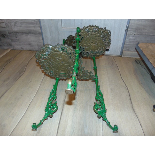 Metal Antique Industrial German Brass Garden Table For Sale - Image 7 of 10