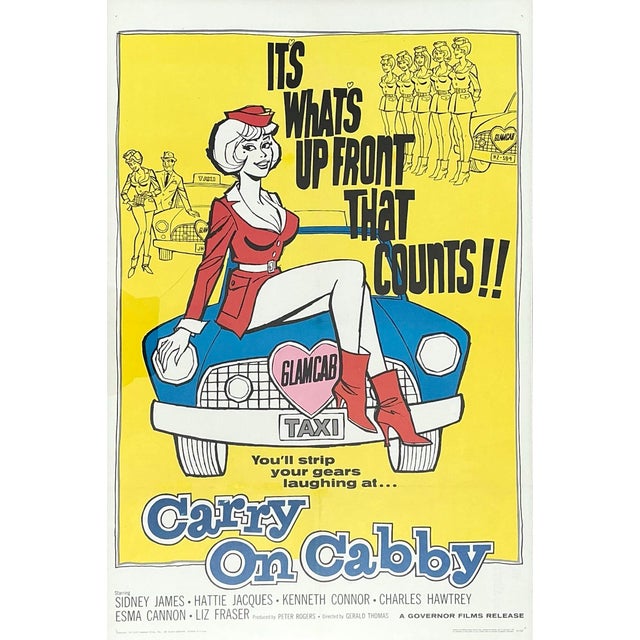 Mid-Century Modern Vintage 1960s Carry on Cabby Movie Poster For Sale - Image 3 of 12