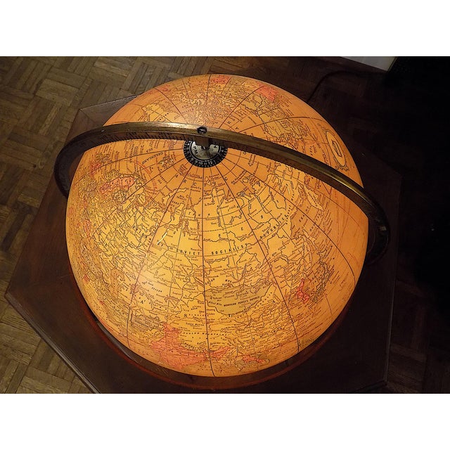 Vintage Large Mid 20th Century George Cram for Butler Illuminated Standing World Globe For Sale - Image 11 of 12