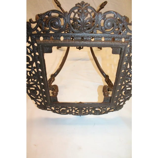 Metal 19th Century American Victorian Cast Iron Marble Top Lamp Table Stand For Sale - Image 7 of 8