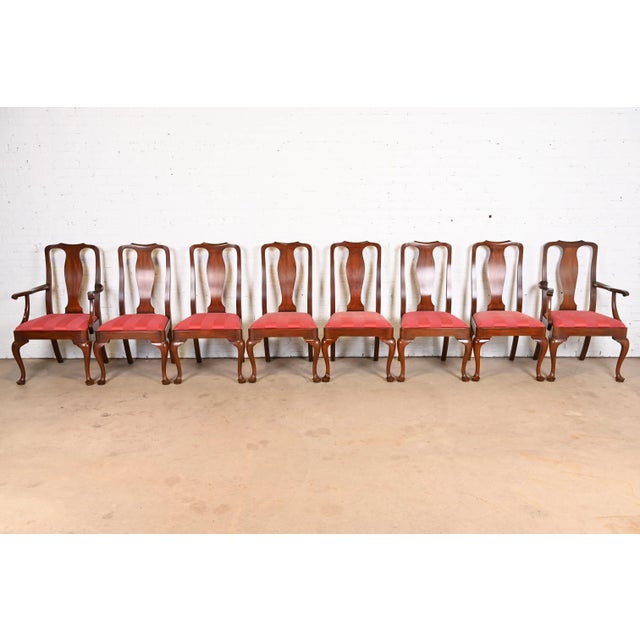 SELLING ONLY 4 CHAIRS- TWO SIDE CHAIRS AND TWO ARM CHAIRS. A gorgeous set of eight Queen Anne style dining chairs By...