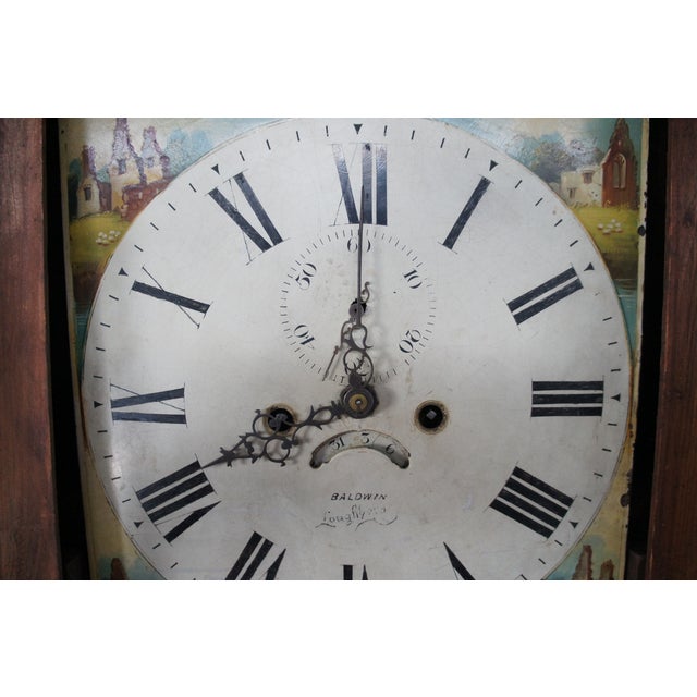 Antique English Georgian Quartersawn Oak Baldwin Loughborough Longcase Clock 85" For Sale - Image 4 of 18