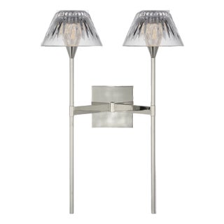 Waterford for Visual Comfort Signature Blaze 19" 2 Light Tail Sconce in Polished Nickel with Clear Crystal For Sale