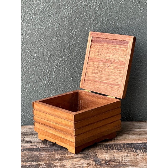 Vintage Rustic Wood Storage Box For Sale - Image 14 of 16