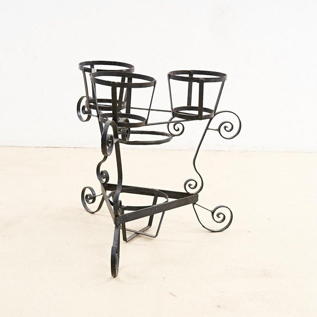 Vintage Wrought Iron Vase Holder For Sale - Image 5 of 5
