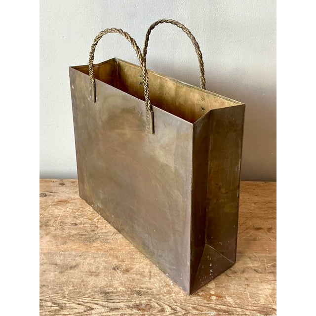 Gio Ponti Vintage Boho Brass Shopping Bag After Gio Ponte For Sale - Image 4 of 11