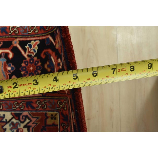 Heriz Rug 8’4” X 12′ Red Wool Vintage Tribal Hand-Knotted Oriental Carpet For Sale - Image 13 of 15