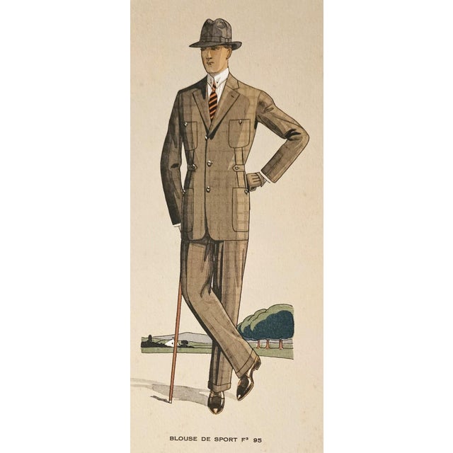 This is for the dapper gentleman! It is a 1920's original French fashion Art Deco lithograph that came from a men's...