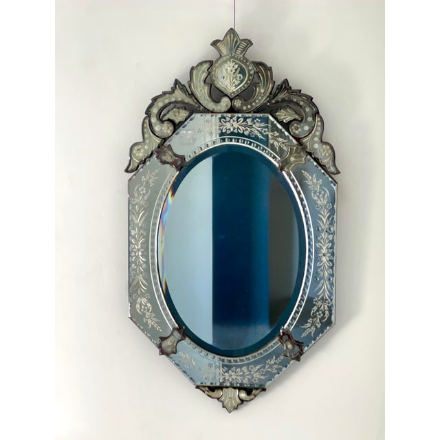 A good‑sized early 20th century Venetian style mirror of octagonal form, with beautifully etched floral and foliate...