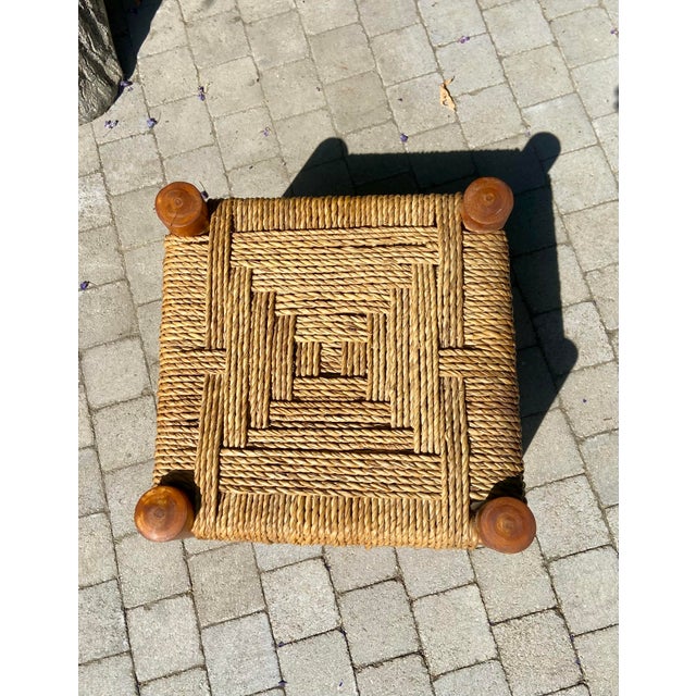 Rope and Wood Stool attributed to Adrien Audoux and Frida Minet, France, 1950s For Sale - Image 4 of 6