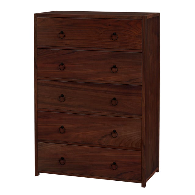 Brown Lark 36 in. W Rectangular Wood 5 Drawer Dresser/Chest of Drawers, Walnut For Sale - Image 8 of 8